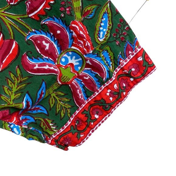 Signals Floral Block Print Tunic Top Size 2X Green Red Cotton Boho - Picture 3 of 6